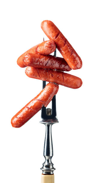istock Grilled sausages isolated on white. 1313413999