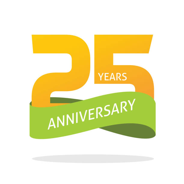 25 years anniversary celebrating vector logo icon in yellow orange green color, number 25th year birthday label tag sign isolated 25 years anniversary celebrating vector logo icon in yellow orange green color, number 25th year birthday label tag sign isolated image number 25 stock illustrations