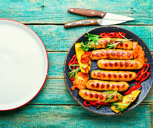 istock Delicious German grilled sausages,BBQ sausages 1313419087