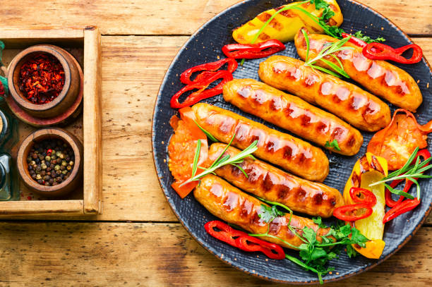 istock Delicious German grilled sausages 1313419138