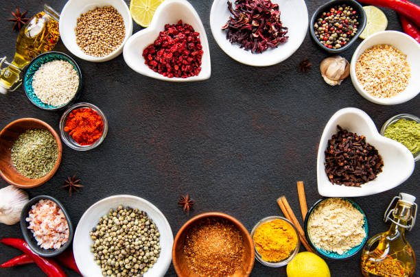 istock Various spices in a bowls on a black 1313419398