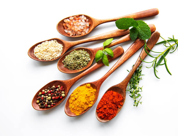 istock Various spices isolated on white background, top view 1313419427