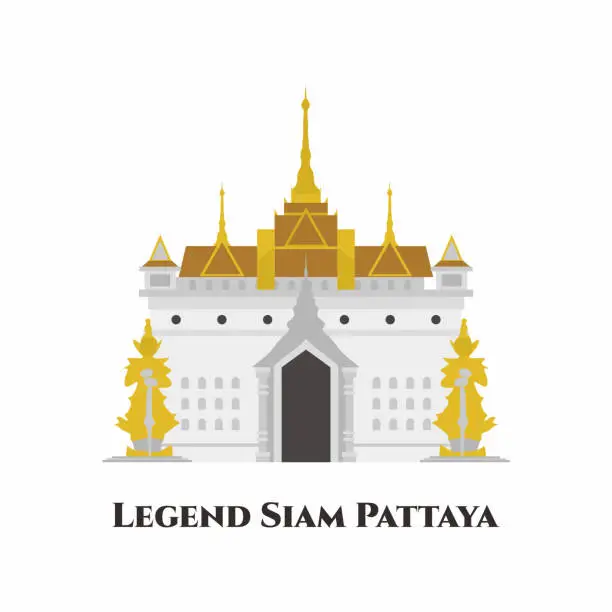 Vector illustration of Legend Siam, Pattaya, Thailand. It is Thai culture that presents myths and civilizations. A place is Thailand’s first and largest Thai Cultural Theme Park. Worth to visit. Vector flat illustration