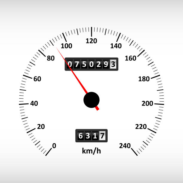 автомобильный спидометр со скоростью и километровым счетчиком. вектор - miles counter stock illustrations