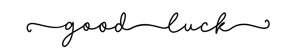 Luck In Cursive Good Luck Hand Drawn Script Lucky Text Modern Calligraphy Cursive ...