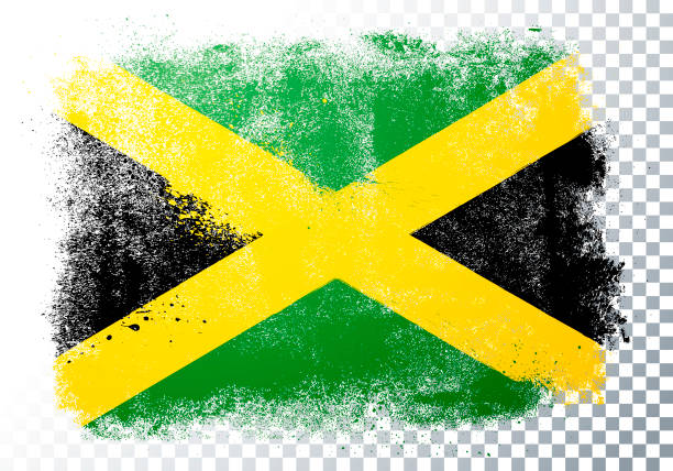 ilustracja wektorowa porysowana flaga jamajki z teksturą grunge - jamaican culture stock illustrations