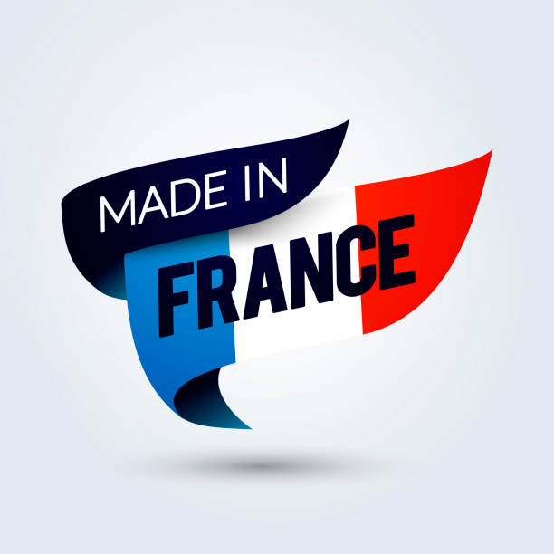 illustrations, cliparts, dessins animés et icônes de illustration vectorielle made in france flag, ruban coloré avec français tricolore - fabriqué en france