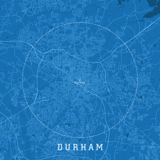 ilustraciones, imágenes clip art, dibujos animados e iconos de stock de durham nc ciudad vector road map texto azul - county durham