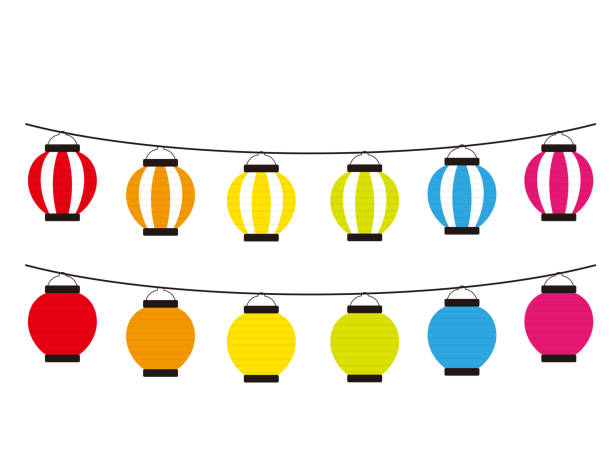 istock Vector illustration of traditional Japanese lanterns.　paper lantern . 1313430478