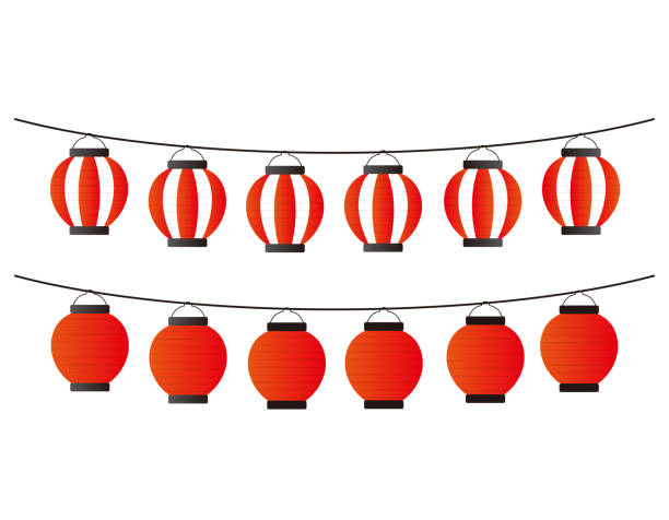 istock Vector illustration of traditional Japanese lanterns.　paper lantern . 1313430551
