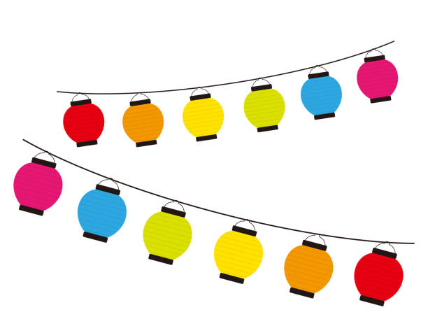 istock Vector illustration of traditional Japanese lanterns.　paper lantern . 1313431006