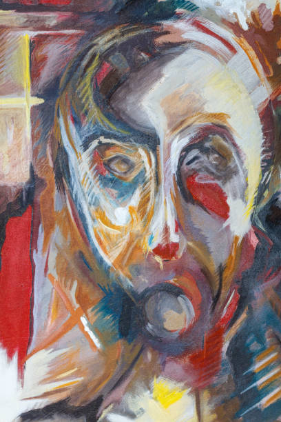 istock Colourful Abstract Portrait Painting on Canvas, Acrylic Painting 1313431607