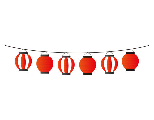 istock Vector illustration of traditional Japanese lanterns.　paper lantern . 1313431612
