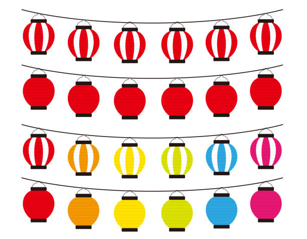 istock Vector illustration of traditional Japanese lanterns.　paper lantern . 1313431728