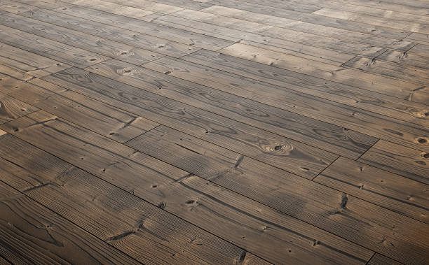 Dark new polished wood planks floor background. 3d rendering