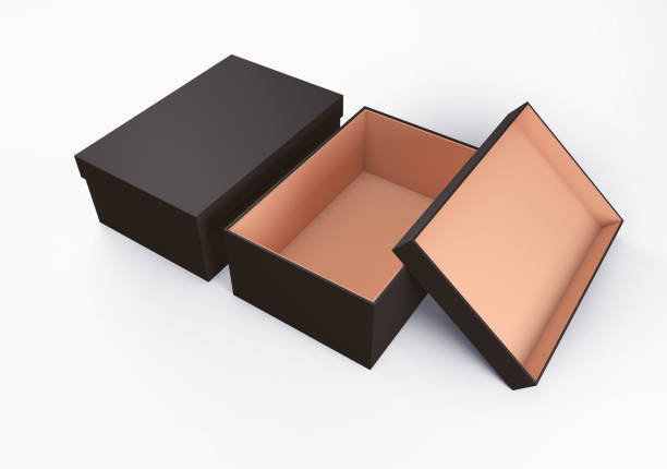 istock Black box with opened cover and cardboard inside. 3d rendering 1313432362