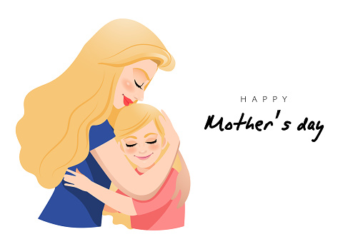 Cartoon Character With Mom And Daughter Embrace Mother S Day Background  Isolated Design On White Background Vector Illusrtation Stock Illustration  - Download Image Now - iStock