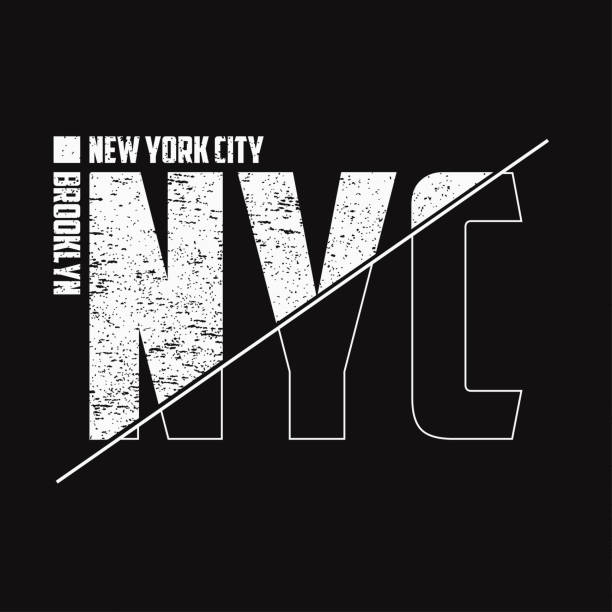 illustrations, cliparts, dessins animés et icônes de t-shirt new-yorkais composé de moitié à la texture grunge. typographie sportive de new york, graphisme pour tee-shirt. vecteur - half way line