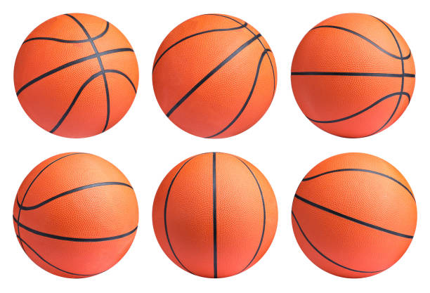 istock Set with bright basketball balls on white background 1313435993