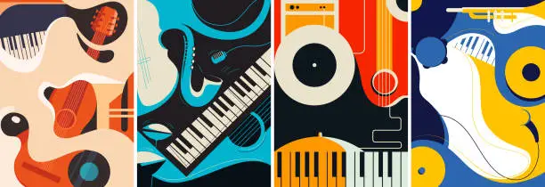 Vector illustration of Collection of jazz posters.