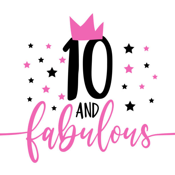 illustrations, cliparts, dessins animés et icônes de 10 et fabuleux - décoration à la mode pour l’anniversaire. - princess queen nobility glamour