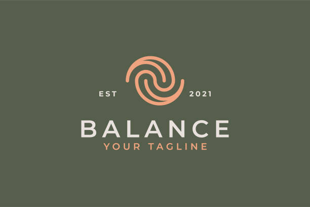 illustrazioni stock, clip art, cartoni animati e icone di tendenza di logo di branding abstract spiral balance concept. - balance