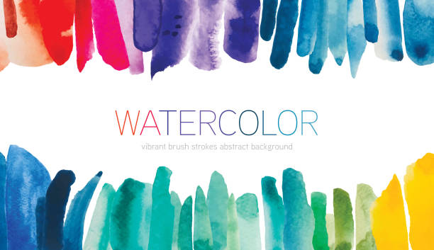 Watercolor Brush Strokes Abstract Background Abstract vibrant watercolor brush strokes background isolated on white. Each single stoke is isolated as one object on white background. brushed background stock illustrations