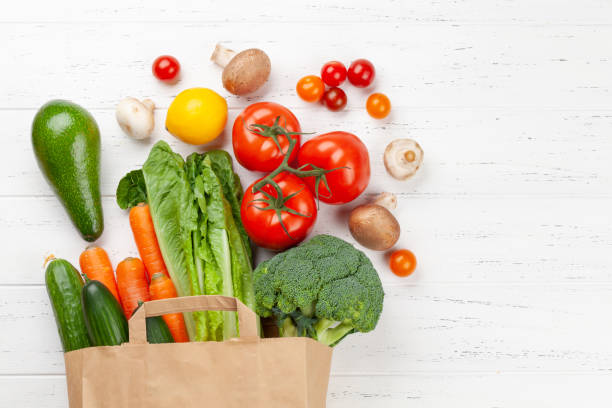 istock Different food in recycling paper bag 1313439554