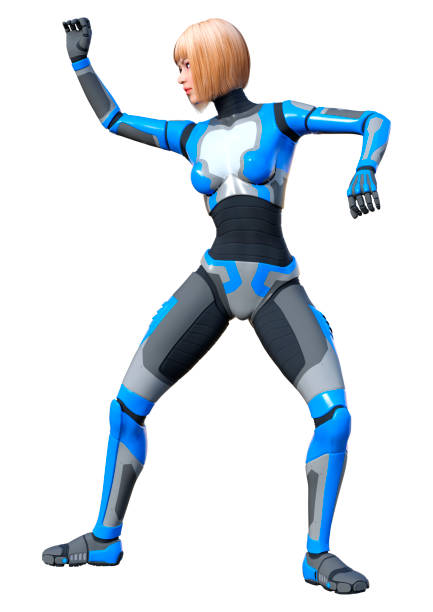 istock 3D illustration female robot on white 1313439748