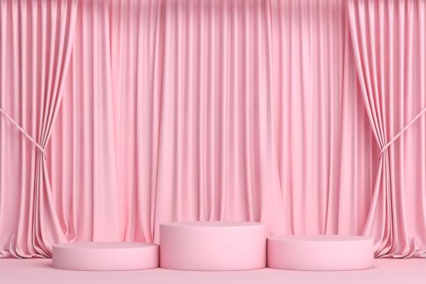 istock 3D Empty product stand, podium in front of the curtain 1313442646