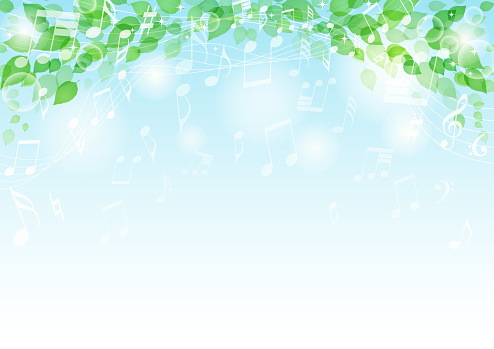 Glitter Leaves and Music Notes Background Frame