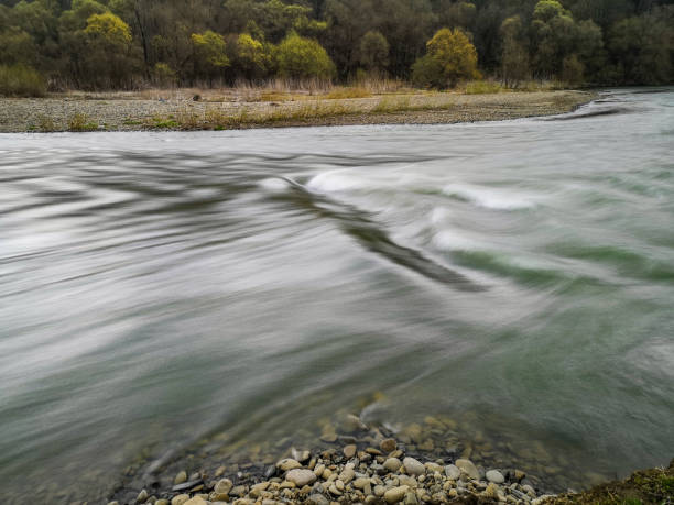 Full-flowing mountain river n the Carpathian Mountains