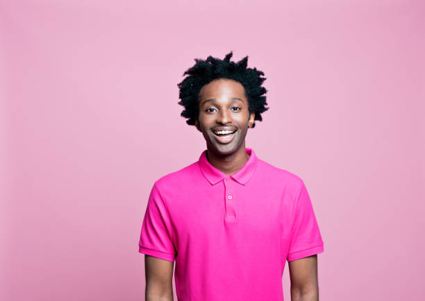 istock Excited man wearing pink polo shir 1313450969