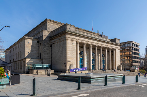 Sheffield, South Yorkshire, England - April 17 2021: Sheffield City Hall in central Sheffield. A popular concert and events venue.