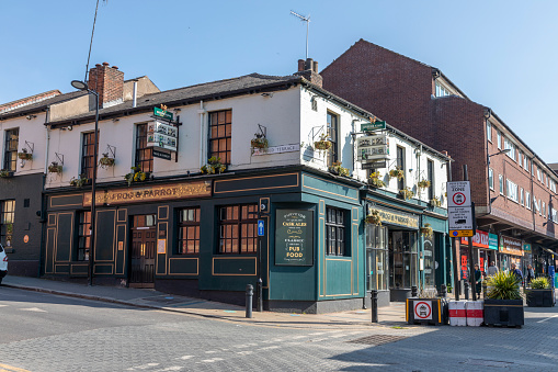 Sheffield, South Yorkshire, England - April 17 2021: The Frog and Parrot pub on Division Street. A popular local night spot.