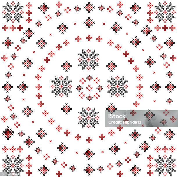 Cross Round Pattern Embroidered Crossstitch Round Pattern On White Background Stock ...