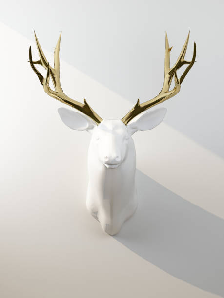 istock deer head with golden antlers on the wall 1313457578