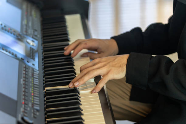 istock Traveler enjoys piano at hotel lobby 1313460010