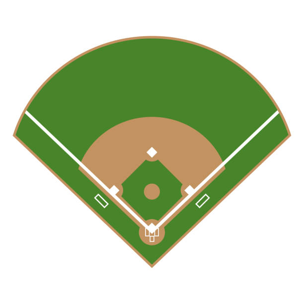 illustrazioni stock, clip art, cartoni animati e icone di tendenza di baseball diamond field vista dall'alto. illustrazione piatta vettoriale esp10. - baseball base baseball diamond field