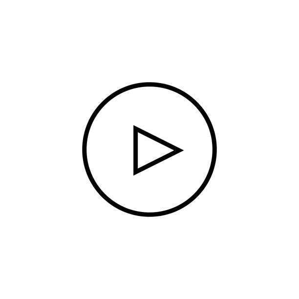 illustrazioni stock, clip art, cartoni animati e icone di tendenza di l'icona play button è nera su uno sfondo trasparente. lettore audio e video vettoriale con simbolo rotondo - machine part audio