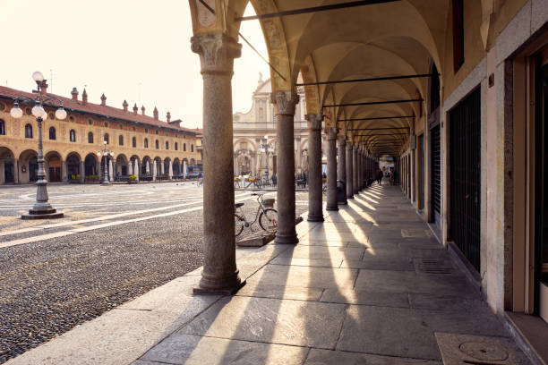 Ducale renaissance square in Vigevano. Color image