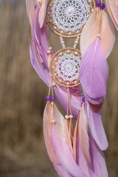 istock Handmade dream catcher with feathers threads and beads rope hanging 1313470323