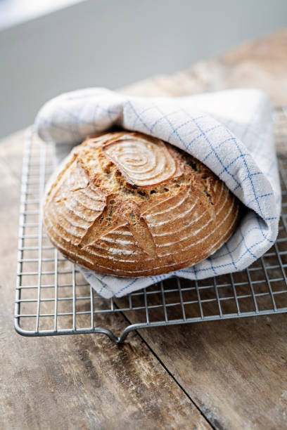 Feshly Baked Loaf of Sourdough Bread.