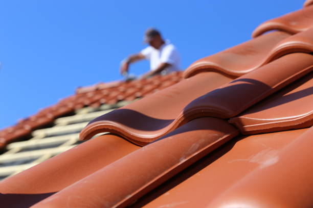 istock Roofing work, new covering of a tiled roof 1313474371