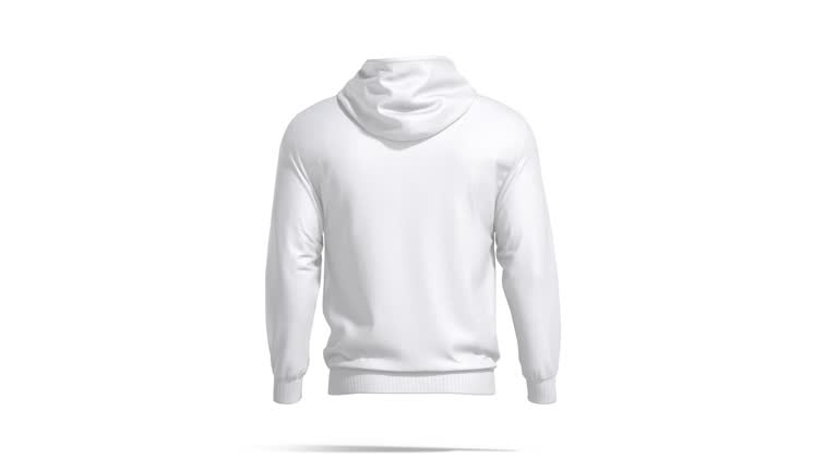 Blank white sport hoodie with hood mockup, looped rotation