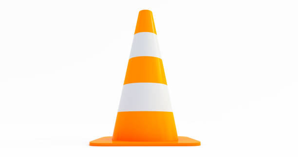 istock Orange highway traffic construction cones isolated on white background, 1313482147