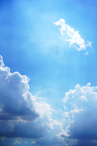 Blue sky with scattered clouds background in nature