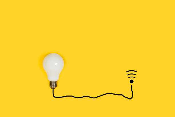istock Lightbulb conected to a wi-fi symbol by a black line 1313488255