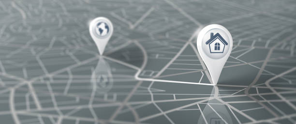 istock Logistic, geography, transport, travel and navigation GPS Concept. 3D Render. 1313489746