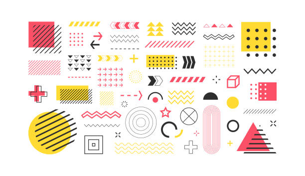 Set Of Geometric Shapes. Abstract design symbols and elements isolated on white background. Vector illustration